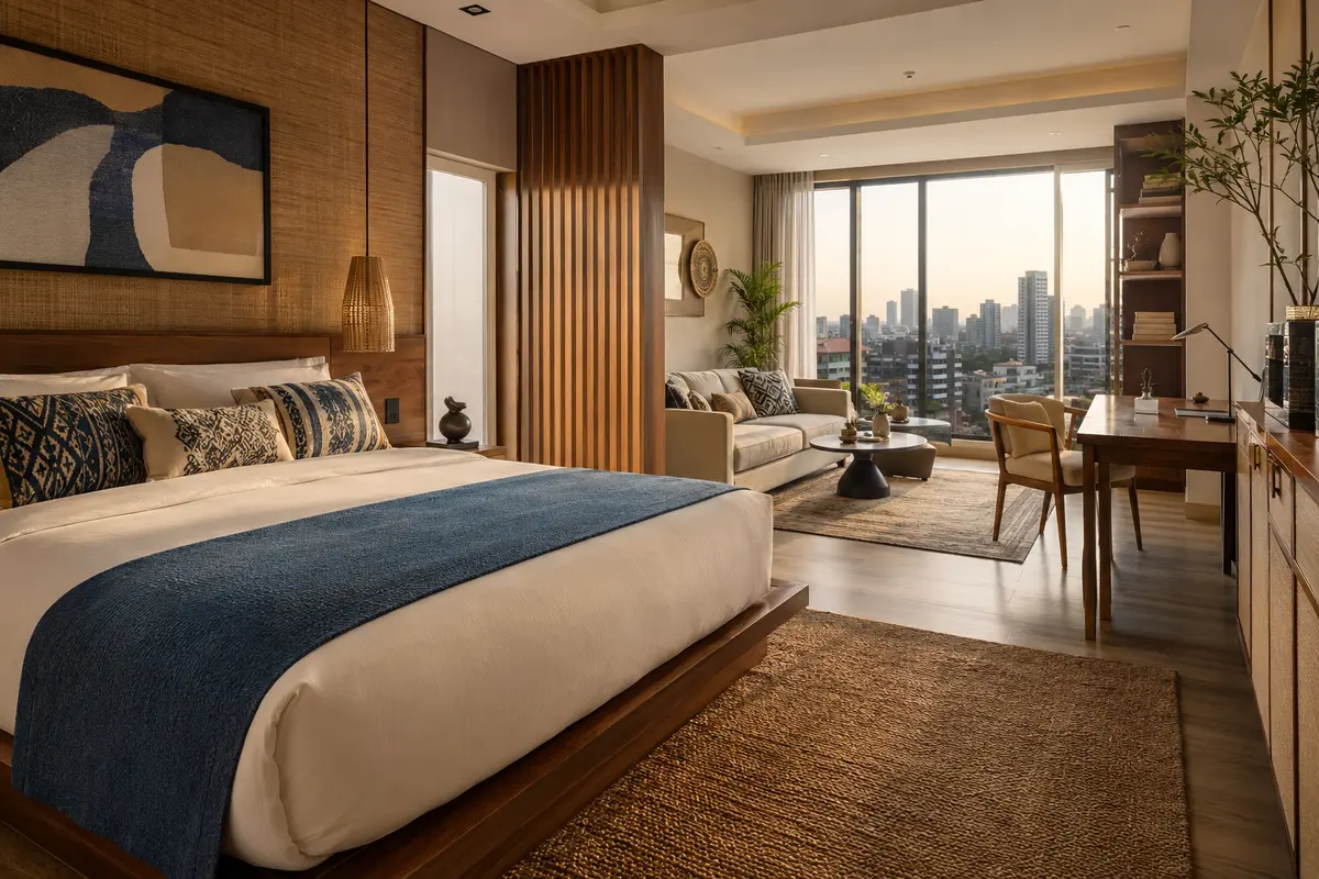 Fictional contemporary serviced apartment suite